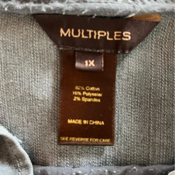 Multiples Gray Ruffled Denim Jacket Zipper Closure Women’s Size 1X - Picture 13 of 15